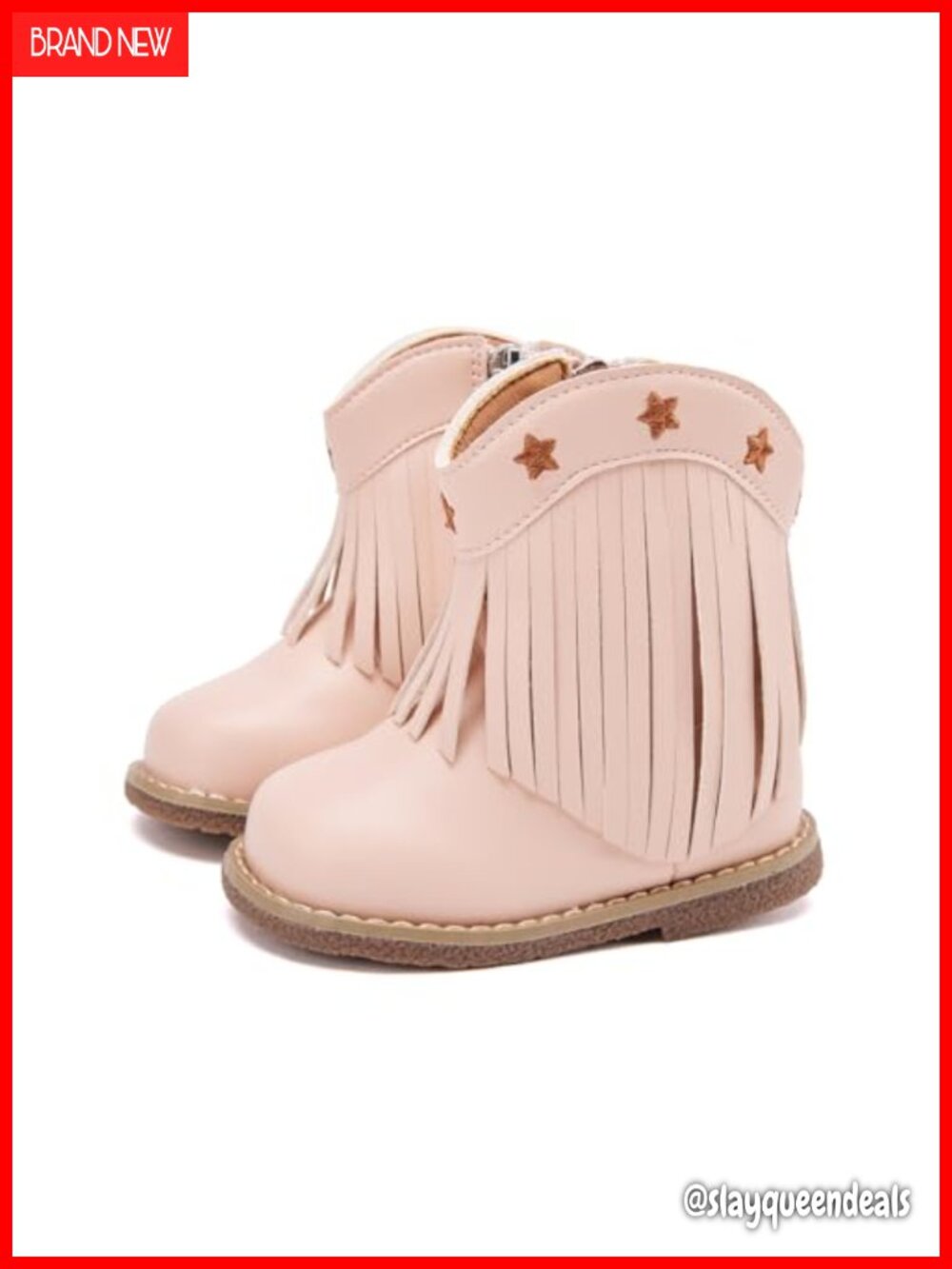 Baby Western Cowboy Boots Faux Leather Non-Slip Zip Infant Cowgirl Shoes